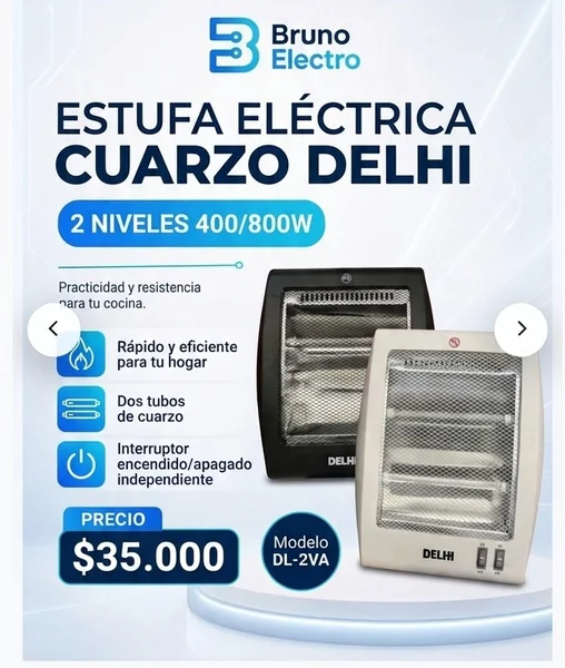 Estufa delhi 2 velas cuarzo