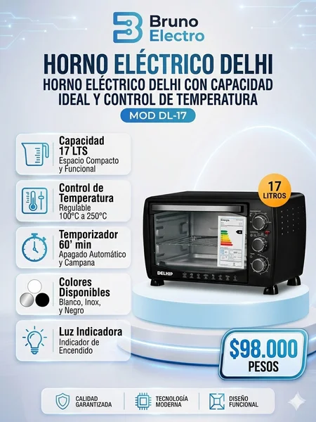 HORNO ELÉCTRICO DELHI 17L